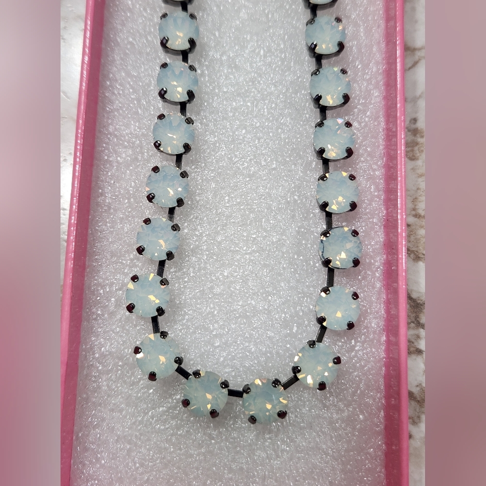 NWOT Swarovski Opalite Tennis Earrings And Necklace - Picture 2 of 7